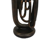 Trumpet Tabletop Decor, Dark Bronze Resin, Round Base, 15 Inch -BM335005