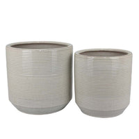 Gloria Round Planter Set of 2, Textured White Ceramic 15 14 Inch -BM335043