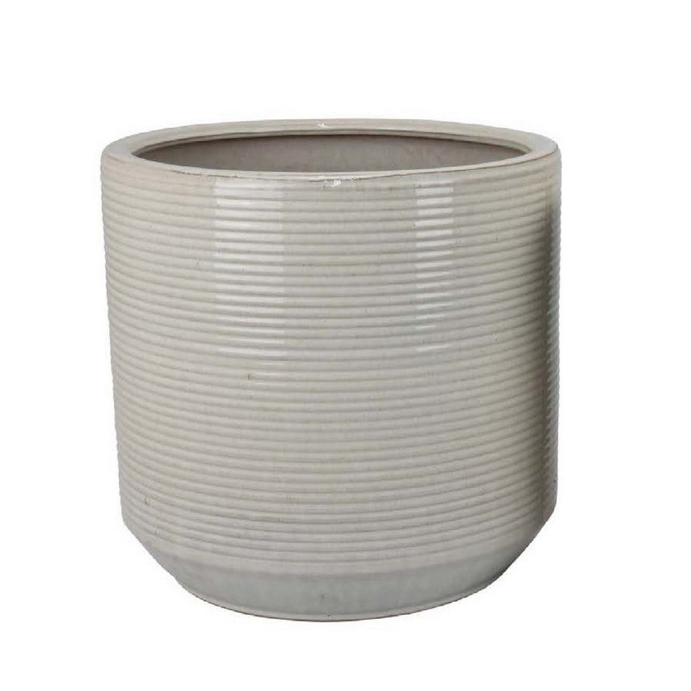Gloria Round Planter Set of 2, Textured White Ceramic 15 14 Inch -BM335043