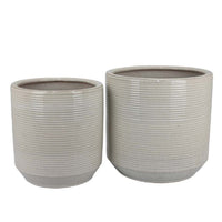 Gloria Round Planter Set of 2, Textured White Ceramic 15 14 Inch -BM335043