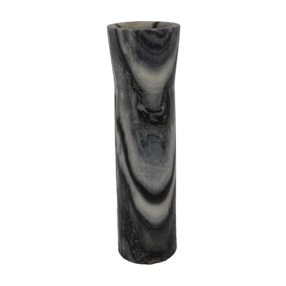 Danny Tall Accent Vase, Natural Stone Pattern Gray Marble 14 Inch -BM335067