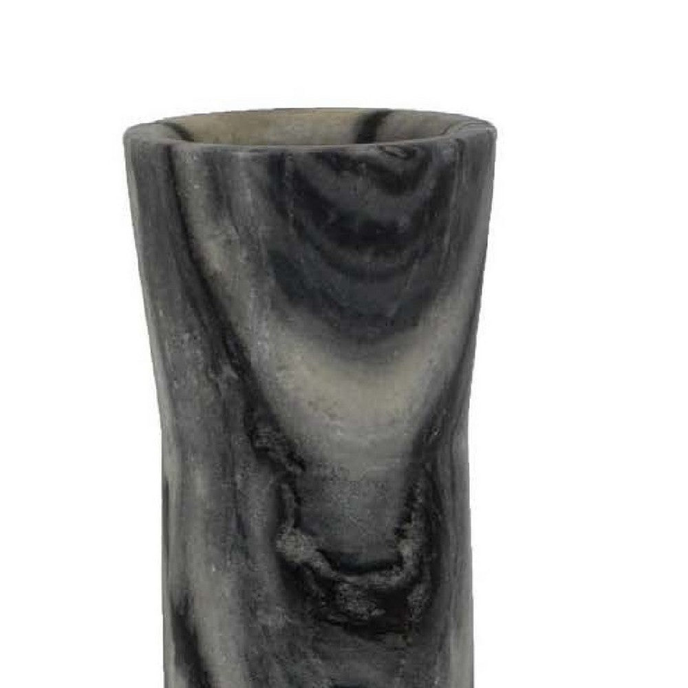 Danny Tall Accent Vase, Natural Stone Pattern Gray Marble 14 Inch -BM335067