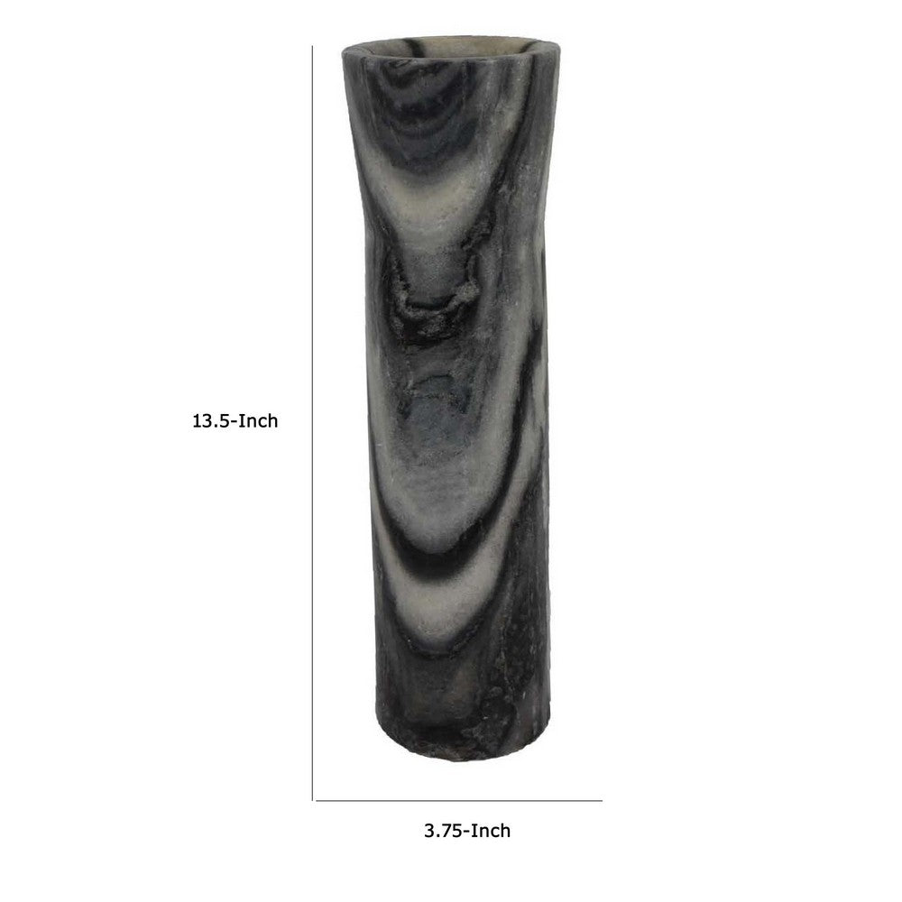 Danny Tall Accent Vase, Natural Stone Pattern Gray Marble 14 Inch -BM335067