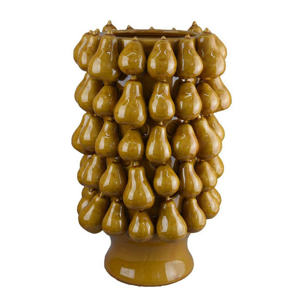 Salina Accent Vase, Pear Shaped Drop Accents, Mustard Yellow Ceramic -BM335088