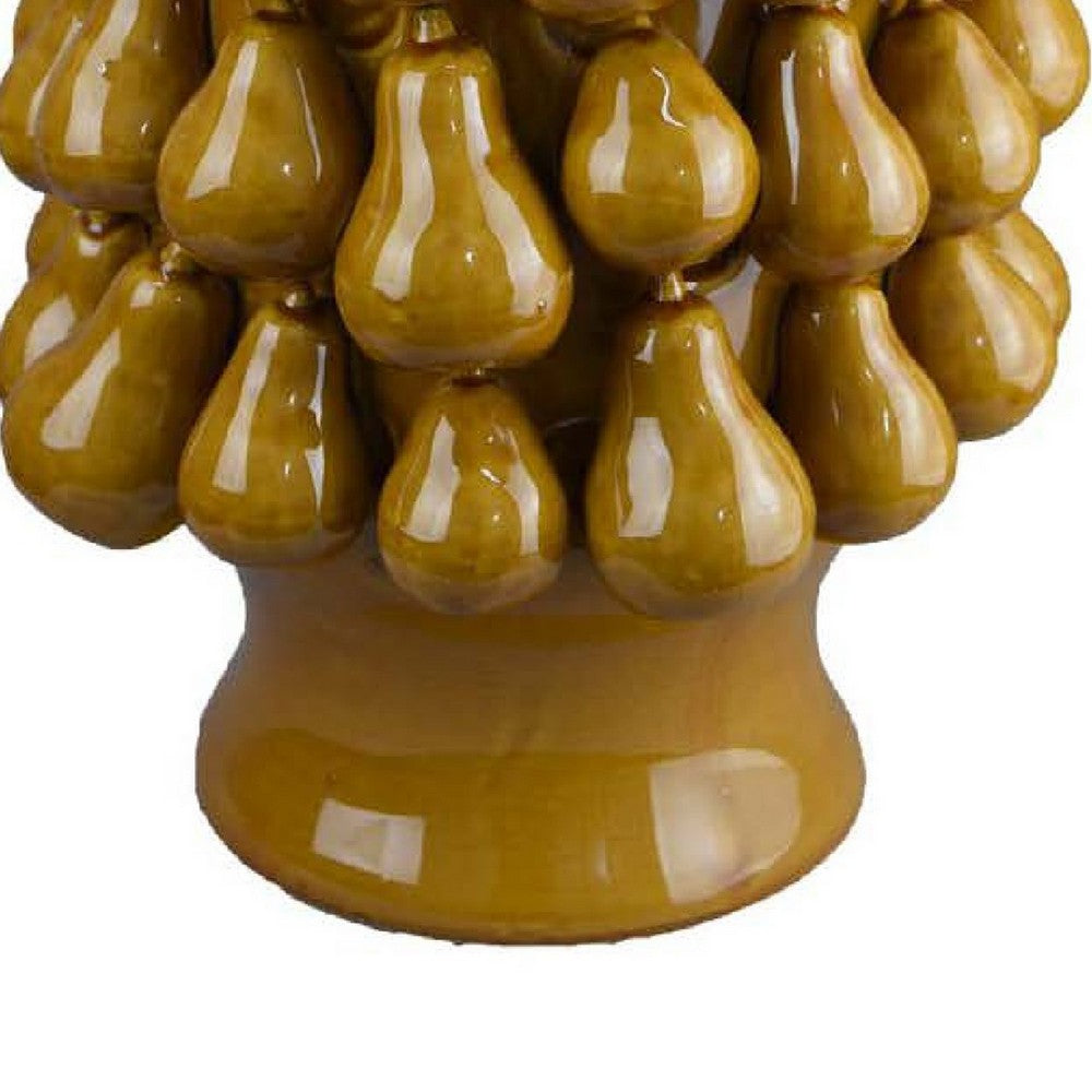 Salina Accent Vase, Pear Shaped Drop Accents, Mustard Yellow Ceramic -BM335088