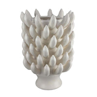 Joseph Accent Vase with Tiered Flame Accents, Ivory Ceramic 17 Inch -BM335098