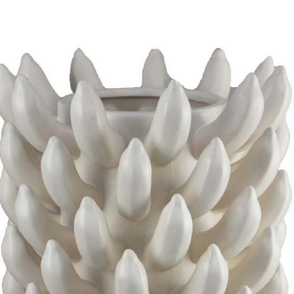Joseph Accent Vase with Tiered Flame Accents, Ivory Ceramic 17 Inch -BM335098