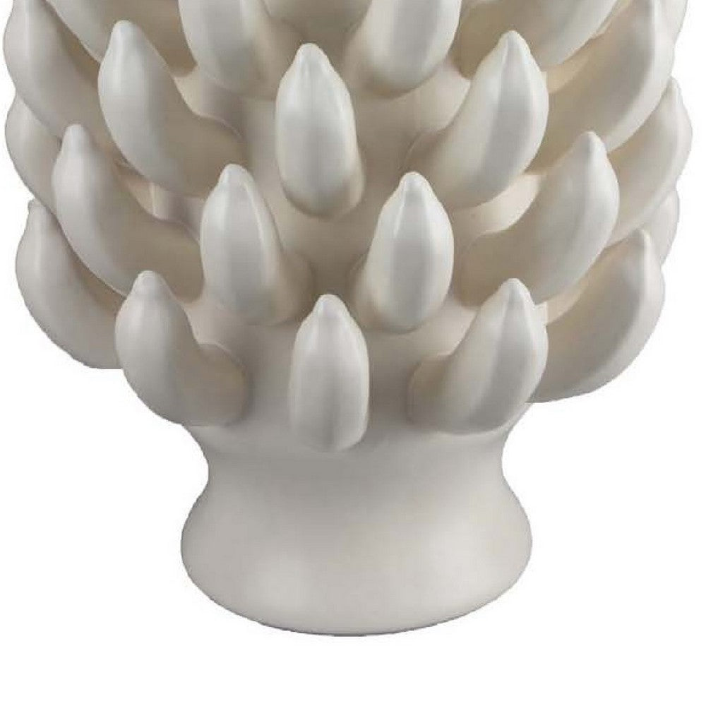 Joseph Accent Vase with Tiered Flame Accents, Ivory Ceramic 17 Inch -BM335098