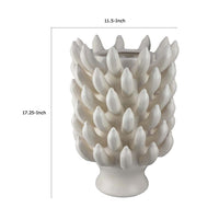 Joseph Accent Vase with Tiered Flame Accents, Ivory Ceramic 17 Inch -BM335098