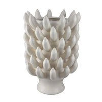 Joseph Accent Vase with Tiered Flame Accents, Ivory Ceramic 17 Inch -BM335098
