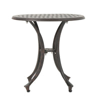 Outdoor End Table, Lattice Top, 19 Inch, Bronze Aluminum Curved Legs -BM335125