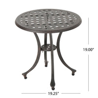 Outdoor End Table, Lattice Top, 19 Inch, Bronze Aluminum Curved Legs -BM335125