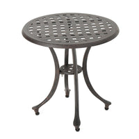Outdoor End Table, Lattice Top, 19 Inch, Bronze Aluminum Curved Legs -BM335125