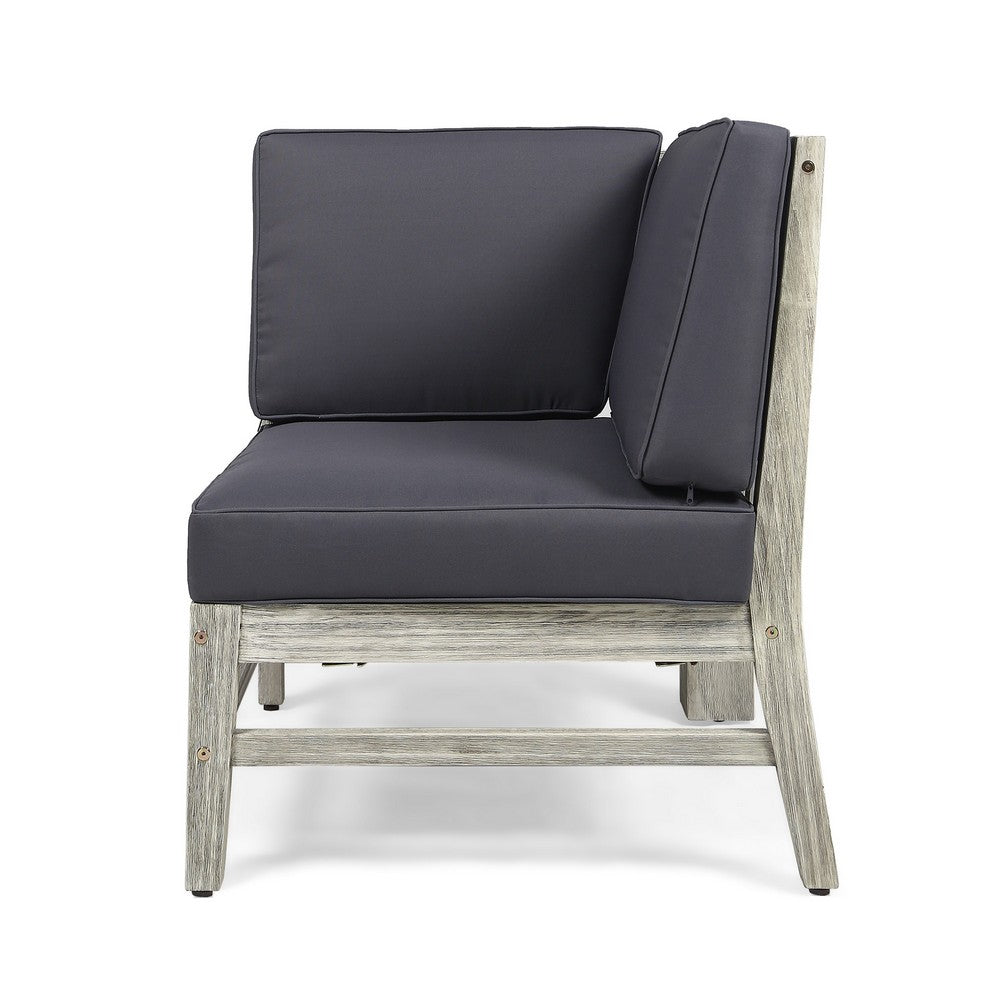 Hoye Modular Outdoor Corner Chair, Dark Gray, Weathered White -BM335126