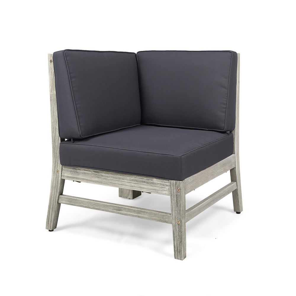 Hoye Modular Outdoor Corner Chair, Dark Gray, Weathered White -BM335126