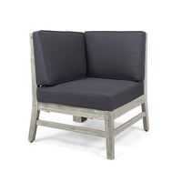 Hoye Modular Outdoor Corner Chair, Dark Gray, Weathered White -BM335126