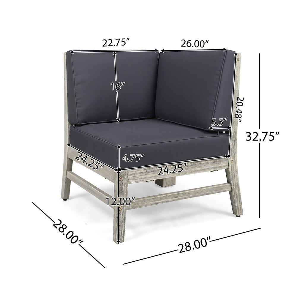 Hoye Modular Outdoor Corner Chair, Dark Gray, Weathered White -BM335126