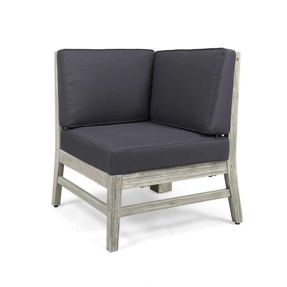 Hoye Modular Outdoor Corner Chair, Dark Gray, Weathered White -BM335126