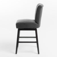 Swivel Barstool Chair, Modern Charcoal Gray Upholstery. Espresso Brown -BM335134