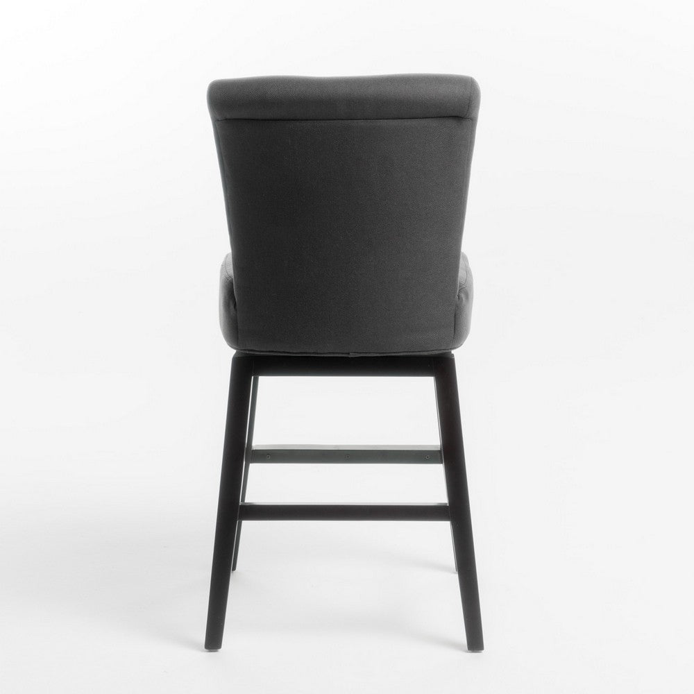 Swivel Barstool Chair, Modern Charcoal Gray Upholstery. Espresso Brown -BM335134
