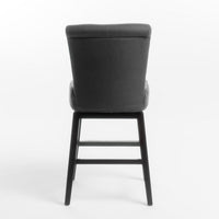 Swivel Barstool Chair, Modern Charcoal Gray Upholstery. Espresso Brown -BM335134