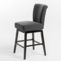 Swivel Barstool Chair, Modern Charcoal Gray Upholstery. Espresso Brown -BM335134