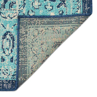 5 x 7 Outdoor Small Area Rug, Handcrafted Floral Details, Blue Ivory -BM335146