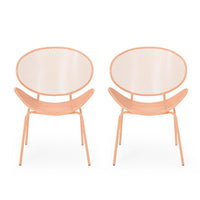 Elie Outdoor Chairs Set of 2, Wing Mesh Curved Back, Orange Iron Frame -BM335156