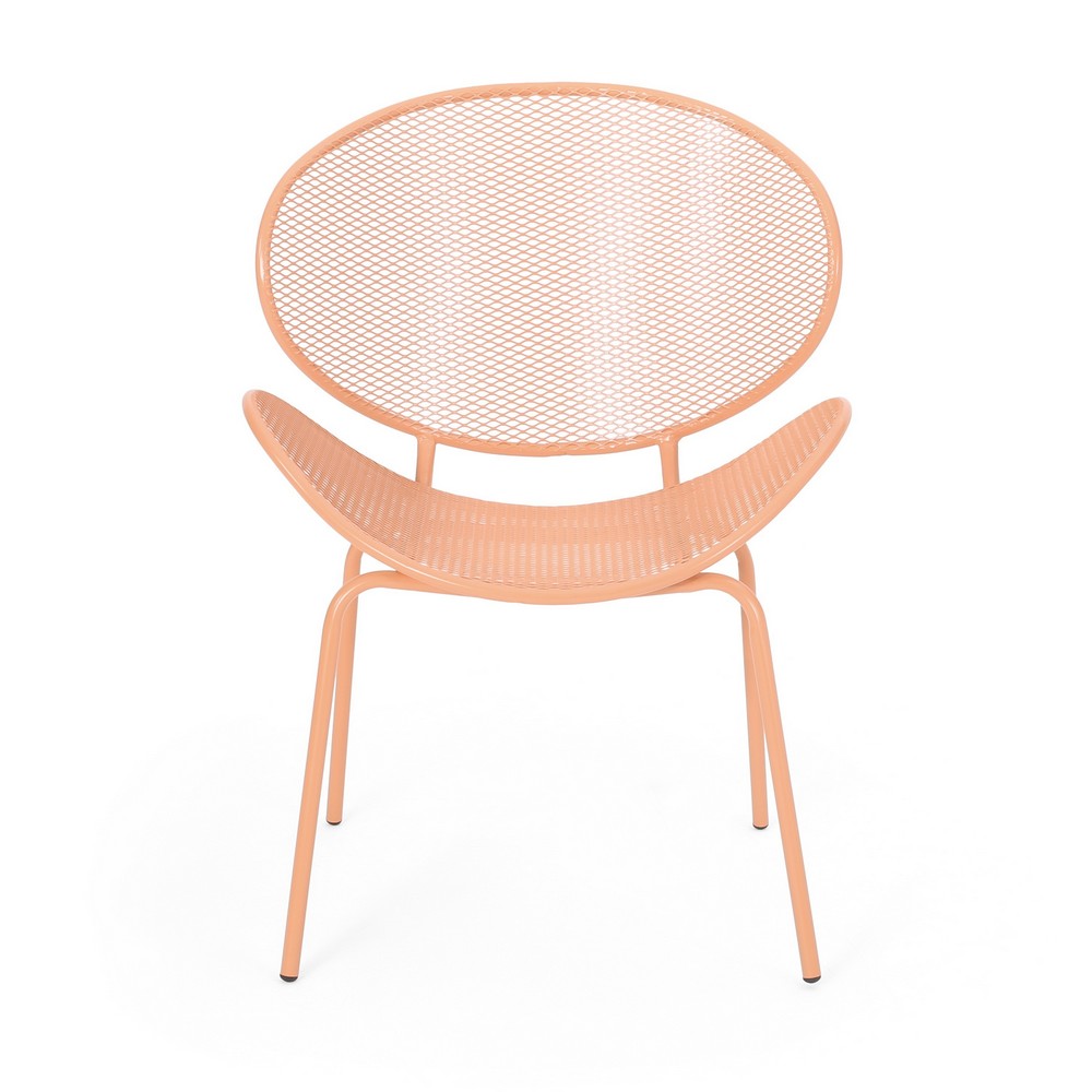 Elie Outdoor Chairs Set of 2, Wing Mesh Curved Back, Orange Iron Frame -BM335156