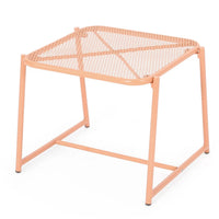 Elie Outdoor Side End Table, 20 Inch Mesh Top, Orange Metal Sled Base -BM335163