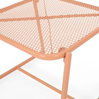 Elie Outdoor Side End Table, 20 Inch Mesh Top, Orange Metal Sled Base -BM335163
