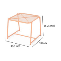 Elie Outdoor Side End Table, 20 Inch Mesh Top, Orange Metal Sled Base -BM335163