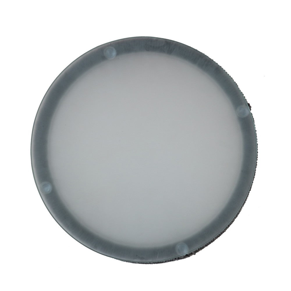 Penny Outdoor Side End Table, 19 Inch Glass Top, Black Rope Woven Base -BM335164