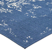 5 x 7 Outdoor Small Area Rug, Blue and Ivory Handcrafted Pattern -BM335167