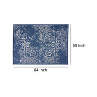 5 x 7 Outdoor Small Area Rug, Blue and Ivory Handcrafted Pattern -BM335167