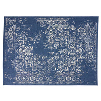 5 x 7 Outdoor Small Area Rug, Blue and Ivory Handcrafted Pattern -BM335167