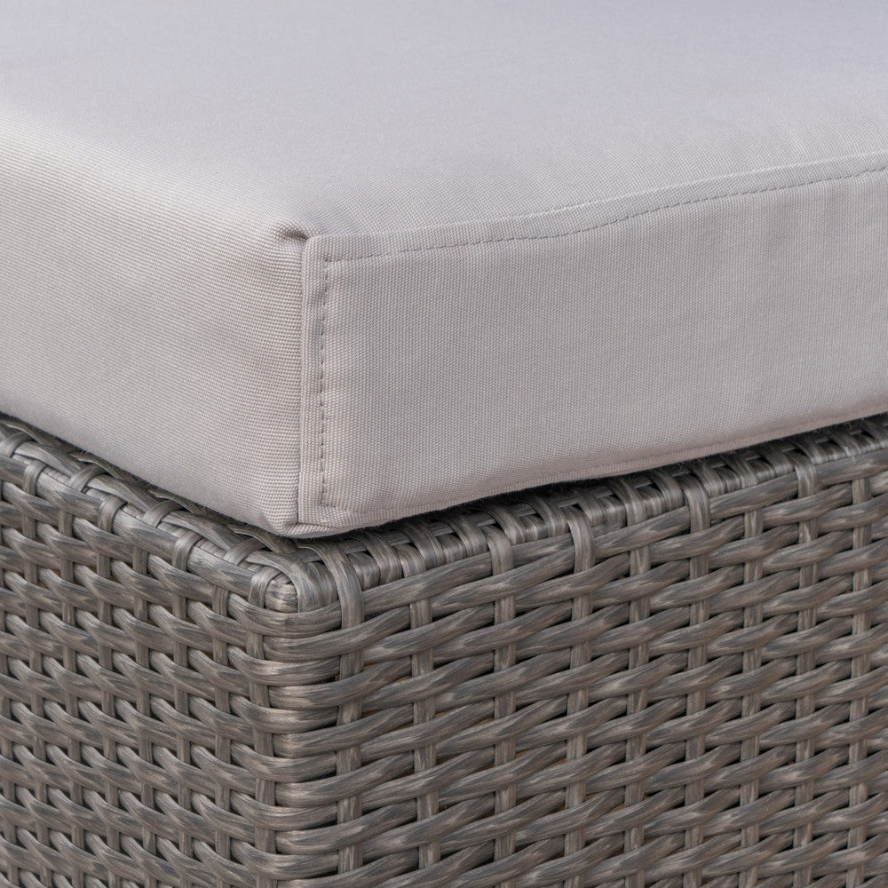 Outdoor Ottoman, 16 Inch Square Gray Woven Frame with Plush Cushion -BM335168