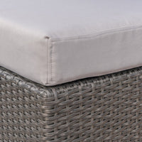 Outdoor Ottoman, 16 Inch Square Gray Woven Frame with Plush Cushion -BM335168