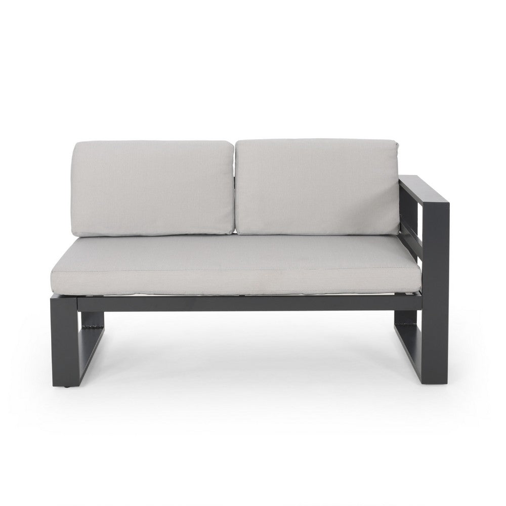 Devy 2pc Outdoor Left and Right Arm Sofa Set, White, Gray Metal -BM335170