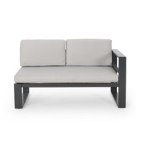 Devy 2pc Outdoor Left and Right Arm Sofa Set, White, Gray Metal -BM335170