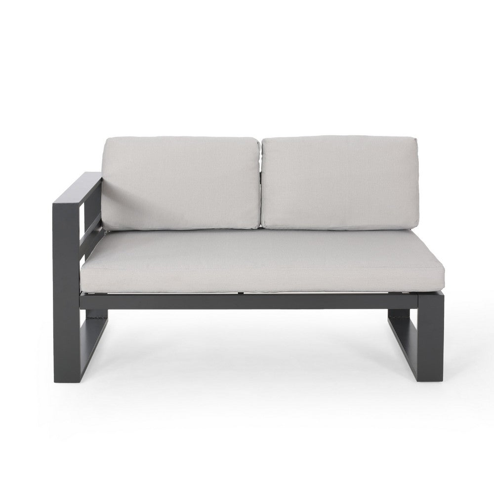 Devy 2pc Outdoor Left and Right Arm Sofa Set, White, Gray Metal -BM335170