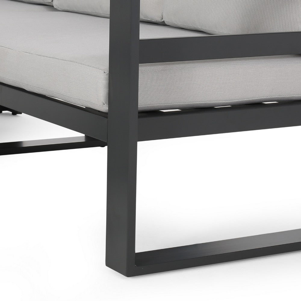 Devy 2pc Outdoor Left and Right Arm Sofa Set, White, Gray Metal -BM335170