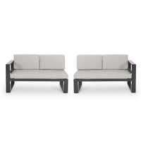 Devy 2pc Outdoor Left and Right Arm Sofa Set, White, Gray Metal -BM335170
