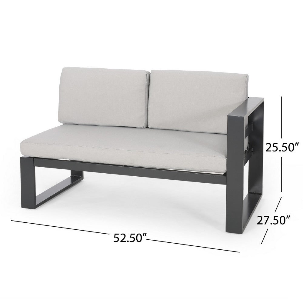 Devy 2pc Outdoor Left and Right Arm Sofa Set, White, Gray Metal -BM335170