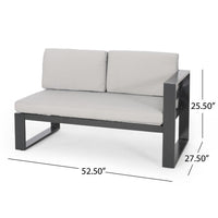 Devy 2pc Outdoor Left and Right Arm Sofa Set, White, Gray Metal -BM335170