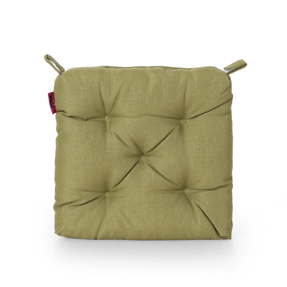 16 Inch Outdoor Chair Cushion, Olive Green Tufted Cushion with Ties -BM335171