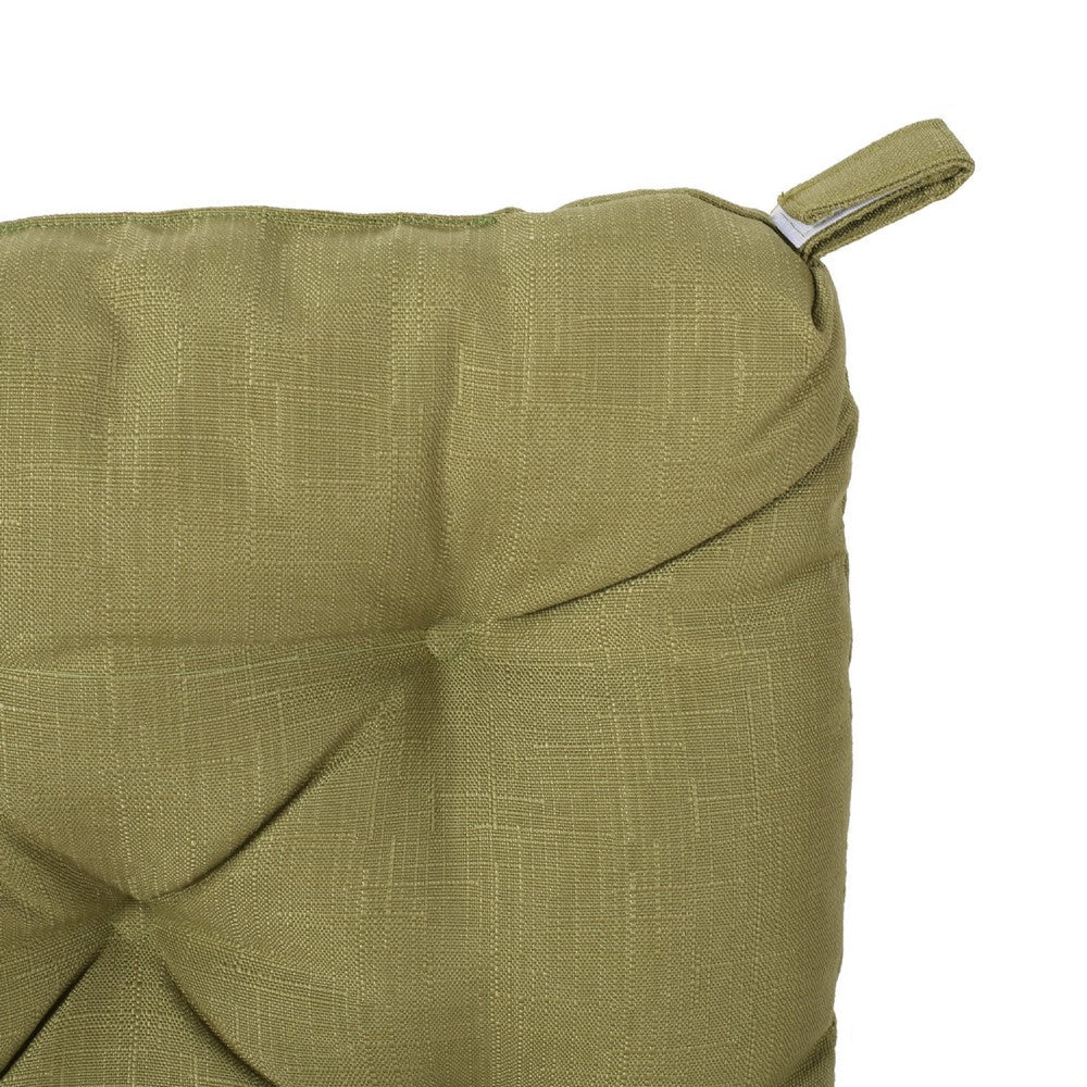 16 Inch Outdoor Chair Cushion, Olive Green Tufted Cushion with Ties -BM335171