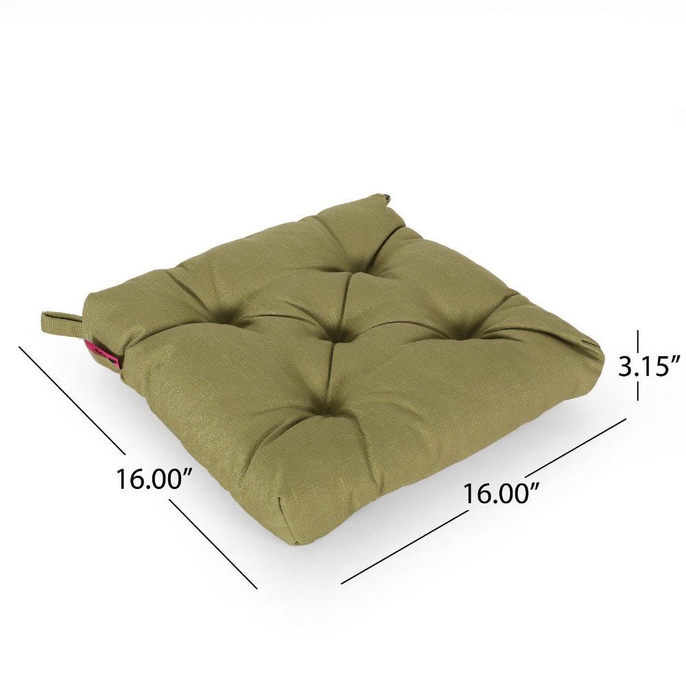16 Inch Outdoor Chair Cushion, Olive Green Tufted Cushion with Ties -BM335171