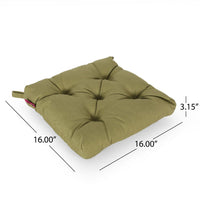 16 Inch Outdoor Chair Cushion, Olive Green Tufted Cushion with Ties -BM335171