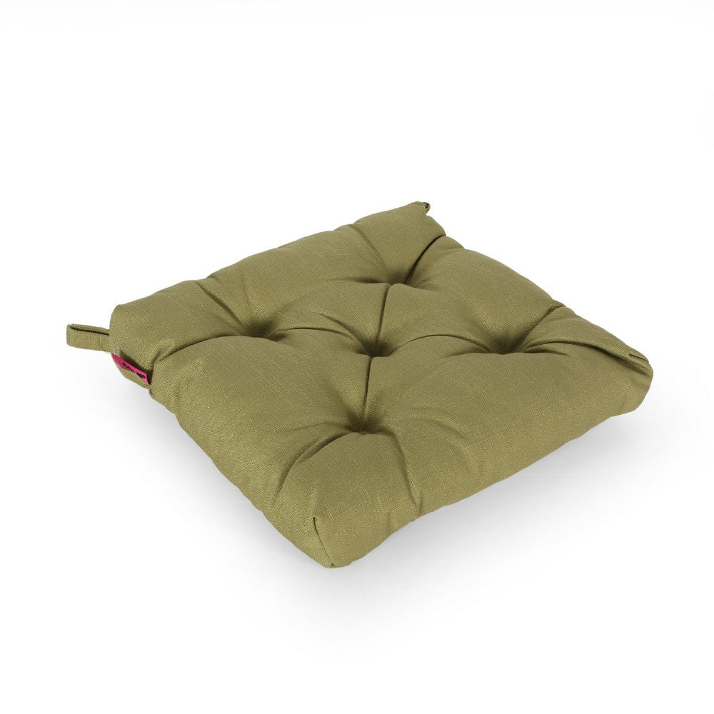 16 Inch Outdoor Chair Cushion, Olive Green Tufted Cushion with Ties -BM335171